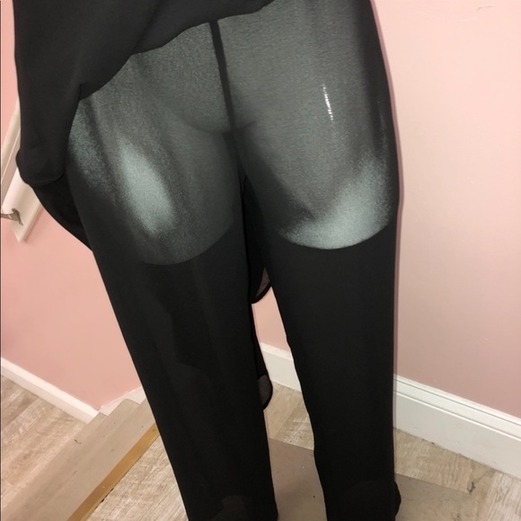 Women’s Etienne Aigner Sheer Blsck Pants Size 10 - Picture 4 of 6